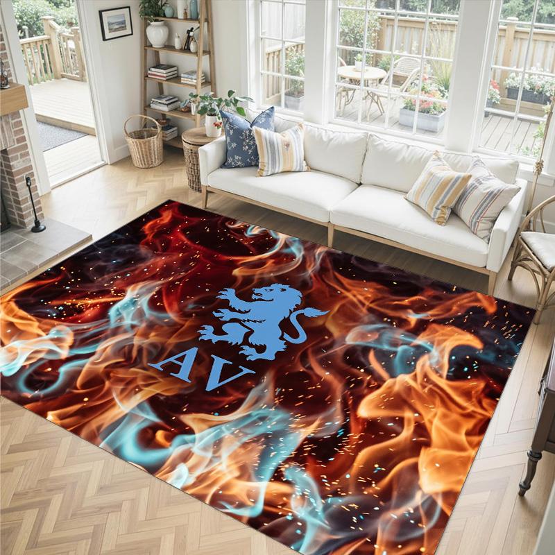 Aston Villa Football Design Crystal Velvet Carpet Cozy Non?Slip Printed Rug For Bedroom Living Room Entrance