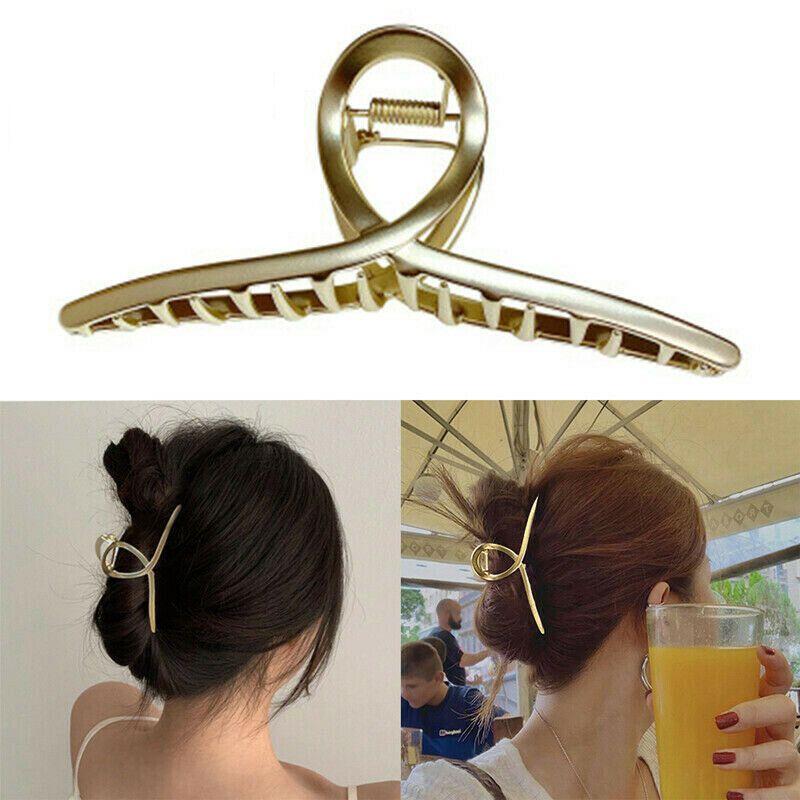 Elegant Women Hair Claw Clip Made Of Matte Metal For Strong Non-slip Grip