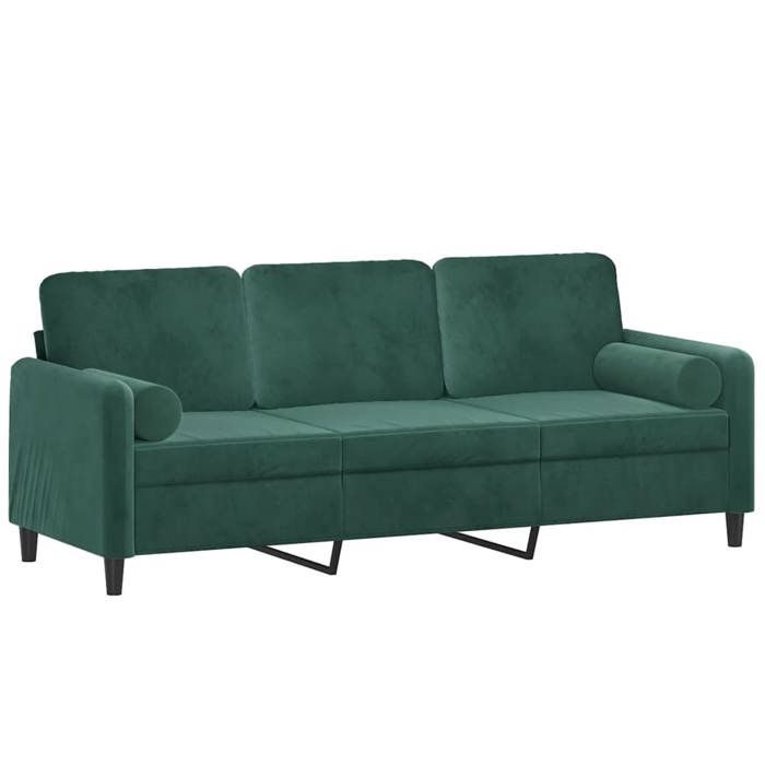 VidaXL 3-seater Sofa with Pillows Dark Green 180 Cm Velvet, Sofa, Living Room Sofa, 3-seater Sofa In Velvet, Sofa 3200893