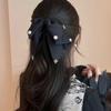 Beads Black Bow Shark Clip French Style Women Sequin Hairgrips Shiny Rhinestone Hair Claw  Daily
