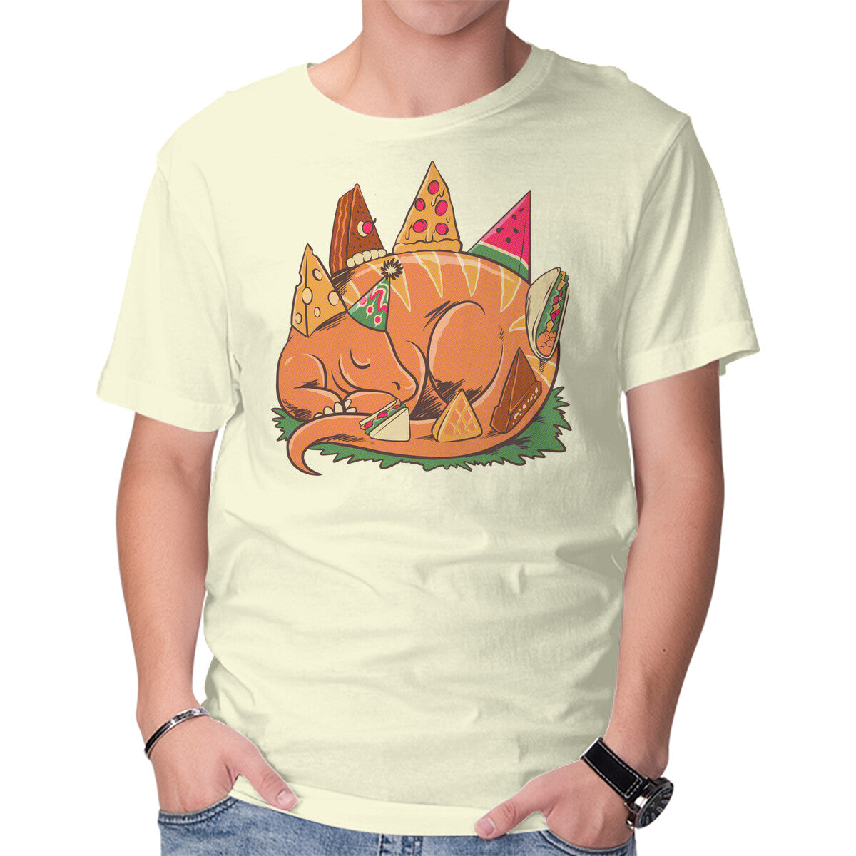 Unisex Crew Neck T-Shirt Snackasaurus Snooze Graphic Short Sleeve Casual Tee XXXXL