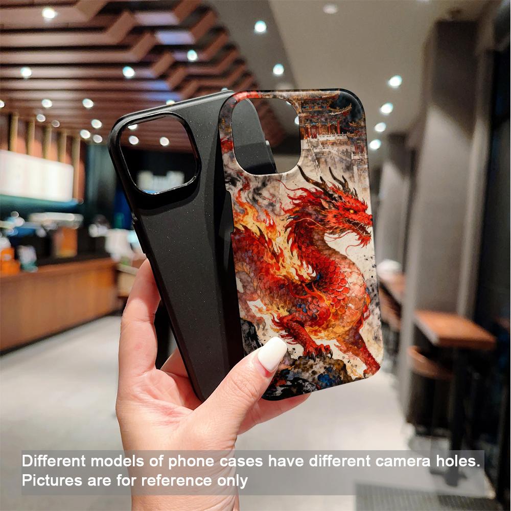 Stylish Golden Dragon Kylin Printed 2 in 1 TPU+PC Phone Case for iPhone 16 15 14 Plus 13 12 11 Pro Max Mini XS Shockproof Cover