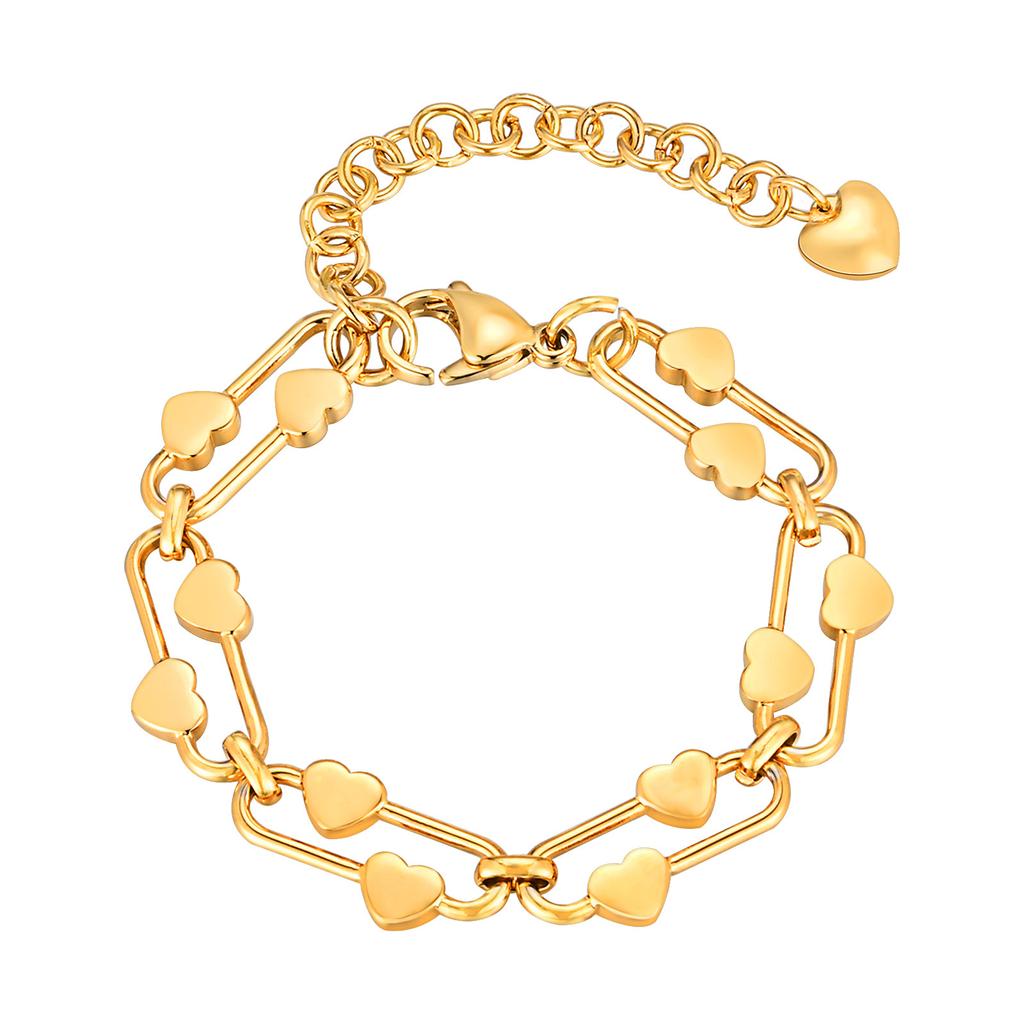 Waterproof Heart Chain Paperclip Link Bracelet For Women, Statement Stainless Steel Adjustable, Non Tarnish Jewelry