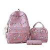 Student Cartoon Backpack Set Female Campus Backpack Lightweight Nylon Three-Piece Schoolbag