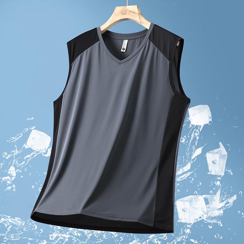 

Великий розмір 4XL-13XL Чоловіча оверсайз футболка Літні топи V-подібний виріз Вільна безрукавка 12XL(160kg-170kg) сірий