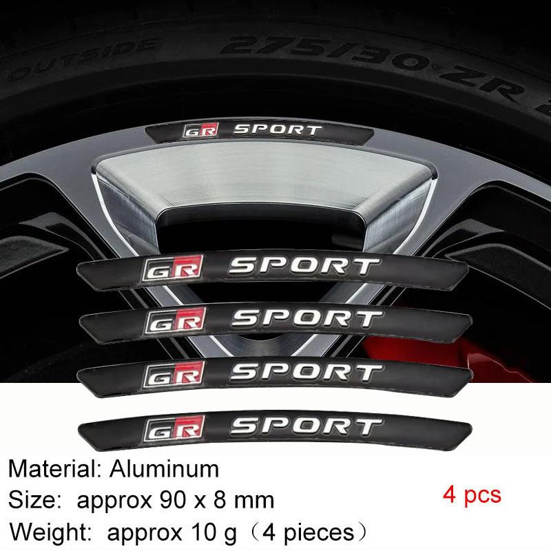 

4 шт. Алюминиевая наклейка на колесо автомобиля с логотипом GR Sport для Yaris CH R RAV4 Corolla Hilux GR Gazoo Racing Наклейка Аксессуары GR-black