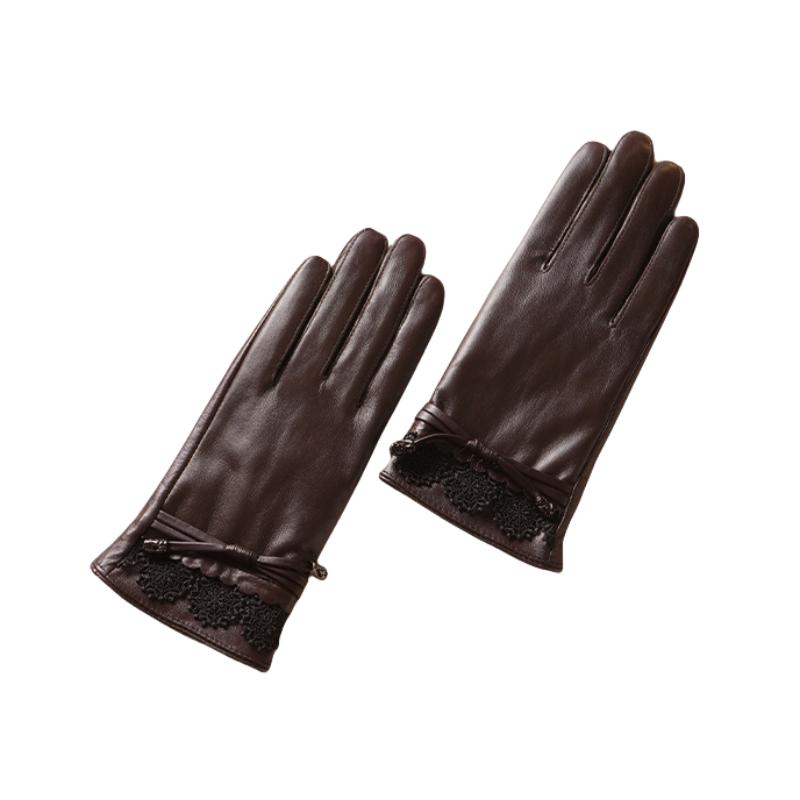 

Женские осенне-зимние перчатки из натуральной кожи, утолщенные, теплые, для верховой езды, с сенсорным экраном, ветрозащитные, из овчины, черные перчатки L