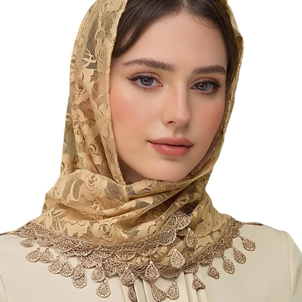 Tassels Lace Mantilla Veil Church Head Scarf Catholic Bridal Veil Chapel Church Shawl Wrap for Various Formal Occasion