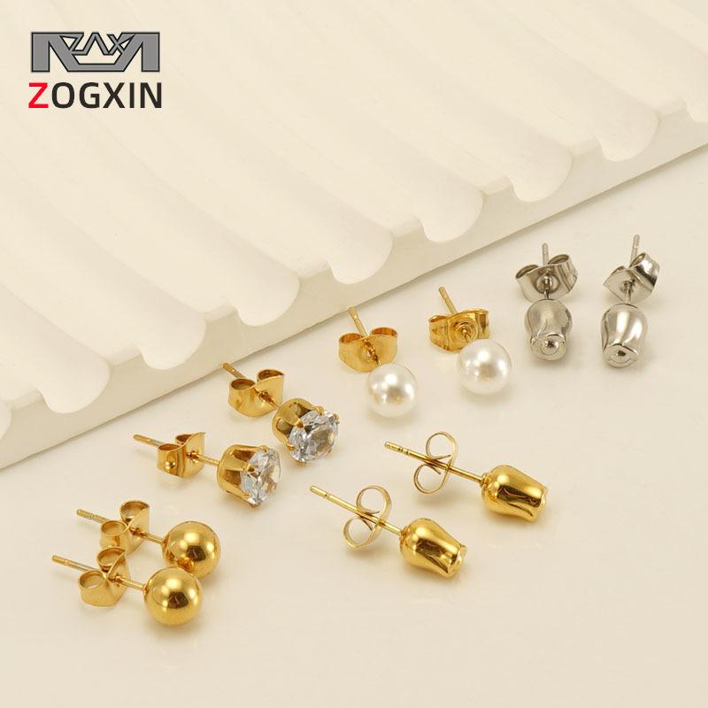 

European & American Fashion Stainless Steel Rose Pearl Design Stud Earrings