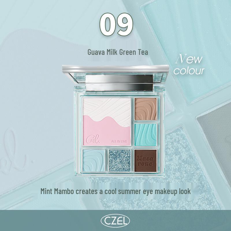 

New CZEL Water Ripple Eyeshadow & Blush Palette: Gray to Pink Gradient, Earth-Tone Matte Shades