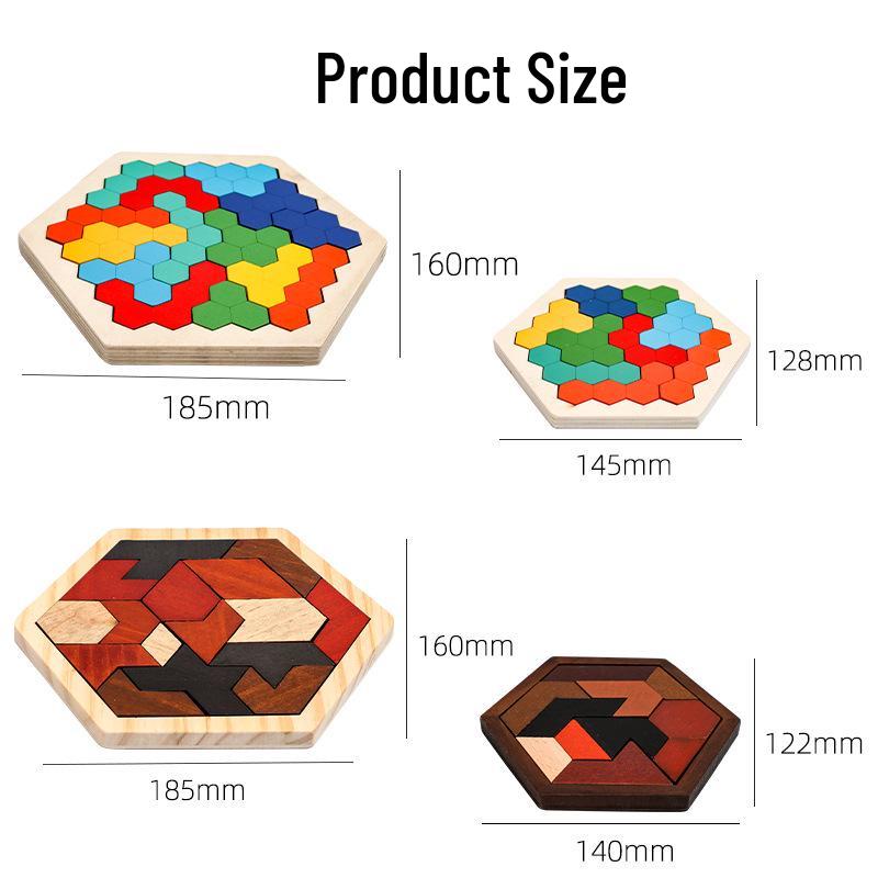 Colorful Wooden Honeycomb Jigsaw Puzzle for Early Childhood Education