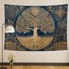 Goldener Mystischer Baum des Lebens WandteppichBöhmisches Dekoratives Wandbehang für Herbst und ThanksgivingÄsthetische Raumdekoration Schlafzimmer