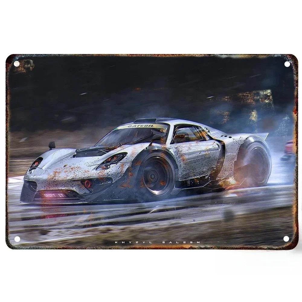 Metal Tin Metal Poster F1 Racing Tin Sign Metal Plaque Poster for Bar Club Wall Decor Retro Bedroom Vintage Wall Plate Pendant