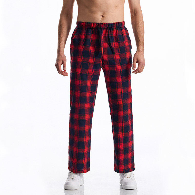 Men's Casual Pants Summer Autumn Checkered Print Pants Loose Fit Elastic Waistband with Drawstring Stylish and Comfortable