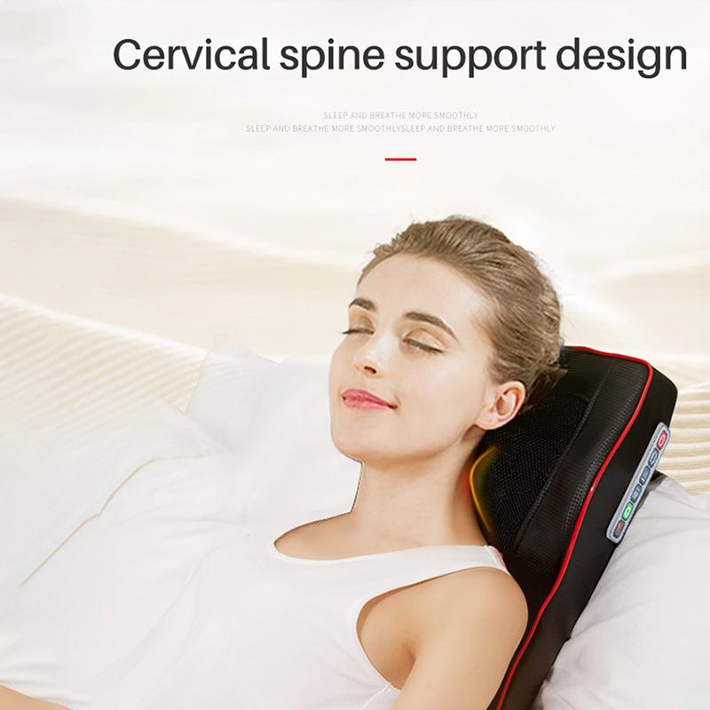Electric Car Home Neck Massager Cervical Massage Kneading Shiatsu Massage Pillow with Vibration Heating for Neck Back Waist Body Relieve Pain