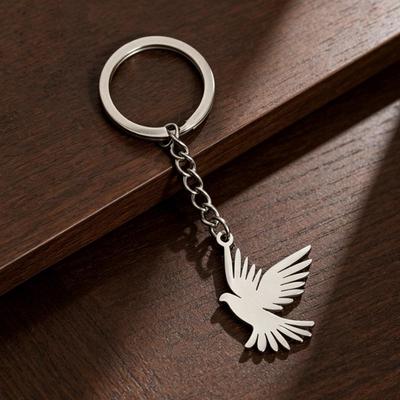 Stilvoller personalisierter Edelstahl Tauben Schlüsselanhänger Charm