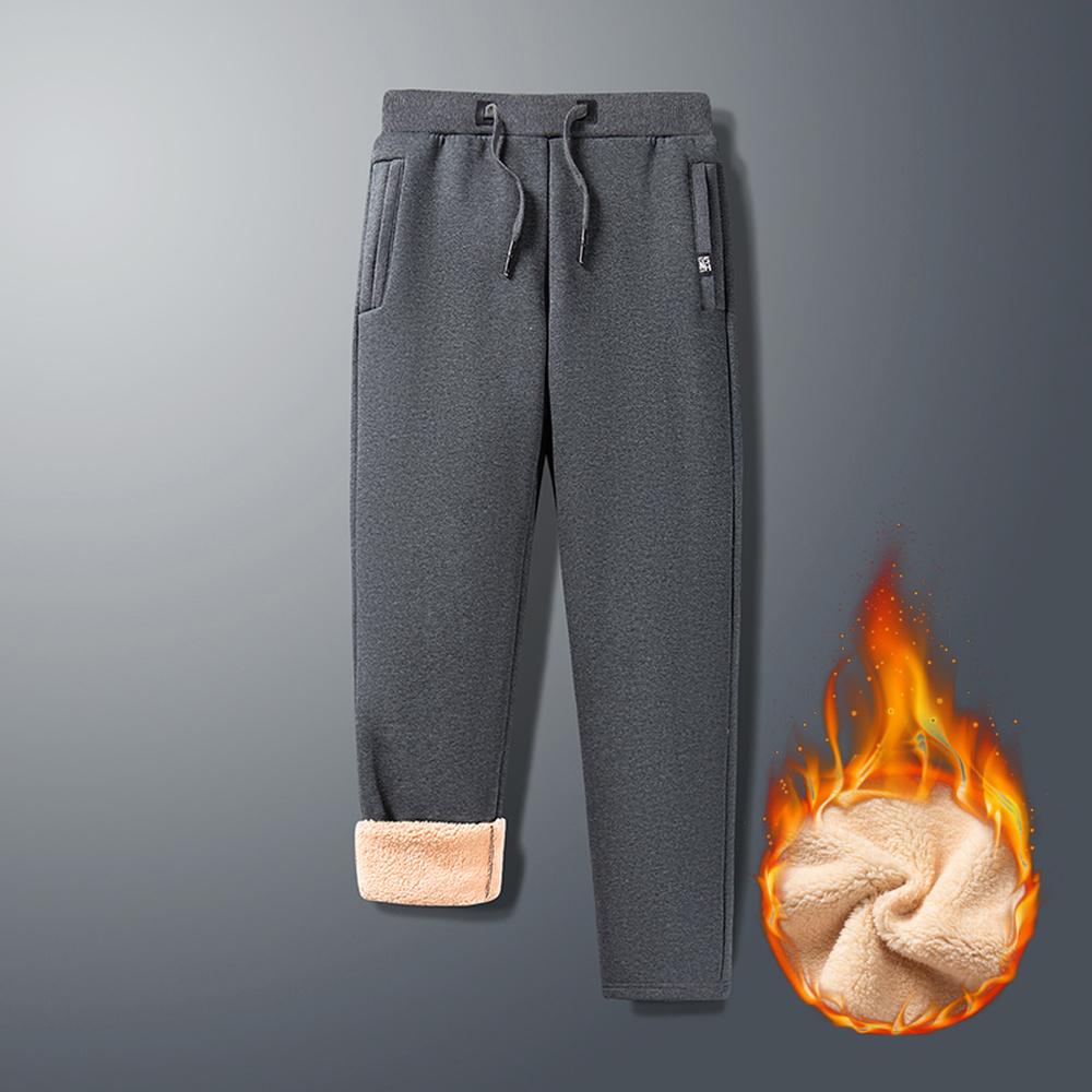 Winter Pants Men Fleece Lined Thick Warm Jogger Pants Men Fashion Clothing Bottoms Drawstring Running Pants Men