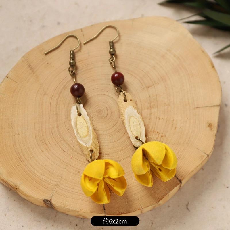 Original Design Traditional Chinese Medicine Plant Earrings Retro Literature Natural Fruit Handmade Long Earrings Women