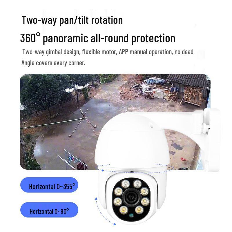 4-Channel POE 5MP Surveillance Kit: Full-Color Night Vision, Outdoor HD 360° PTZ Camera
