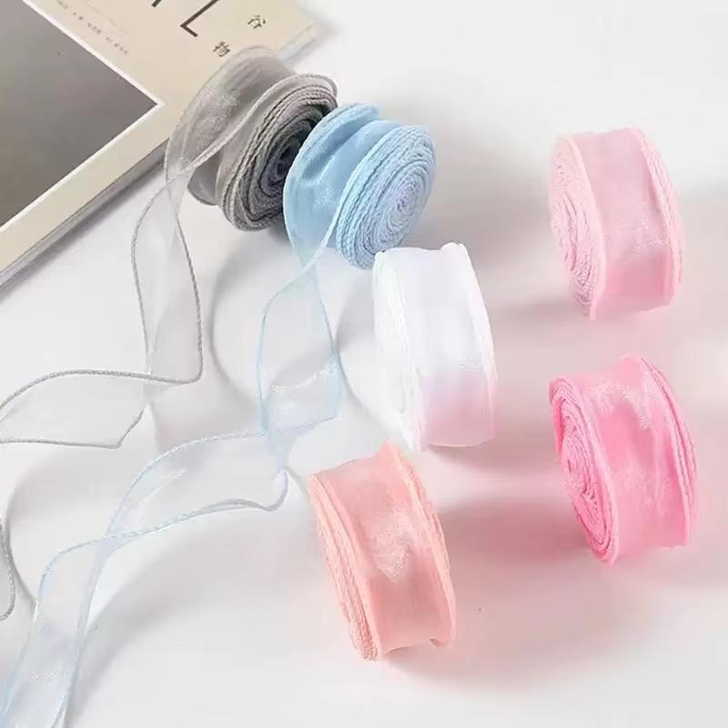 1 Roll Diy Bow Bouquet Voile Ribbons 4X900Cm Fishtail Organza Ribbon Reflective Iridescent Wavy Edge Ribbon For Gift Wrapping