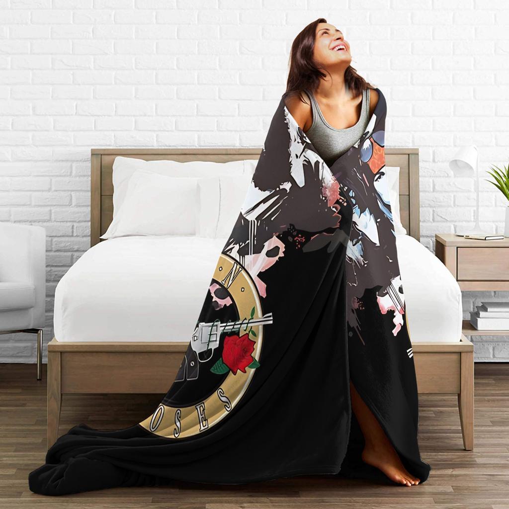 Guns N Roses Band  Blanket  Decorative Flannel Throw Blanket For Couch Bed Soft Warm Custom Quality Bedspread Gift