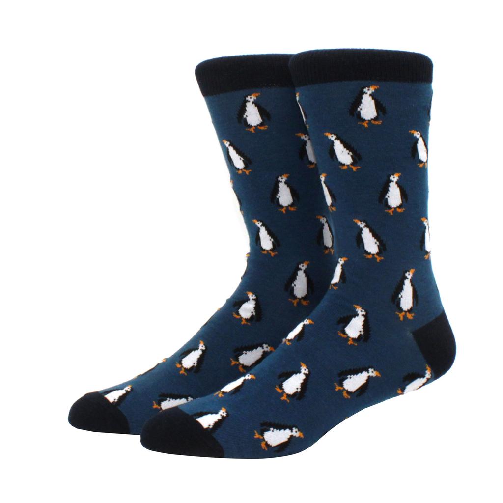 New Hiphop Cotton Men Socks Harajuku Happy Funny Animal Flamingo Penguin Chili Dress Socks for Male Wedding Christmas Gift