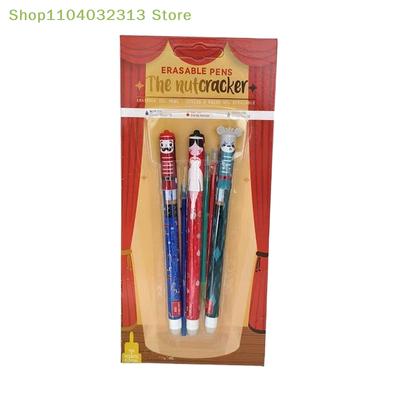 Christmas Edition Erasable Gel Pens with Eraser Cartoon Design New Year Gift for Students Writing Stationery Birthday Pen