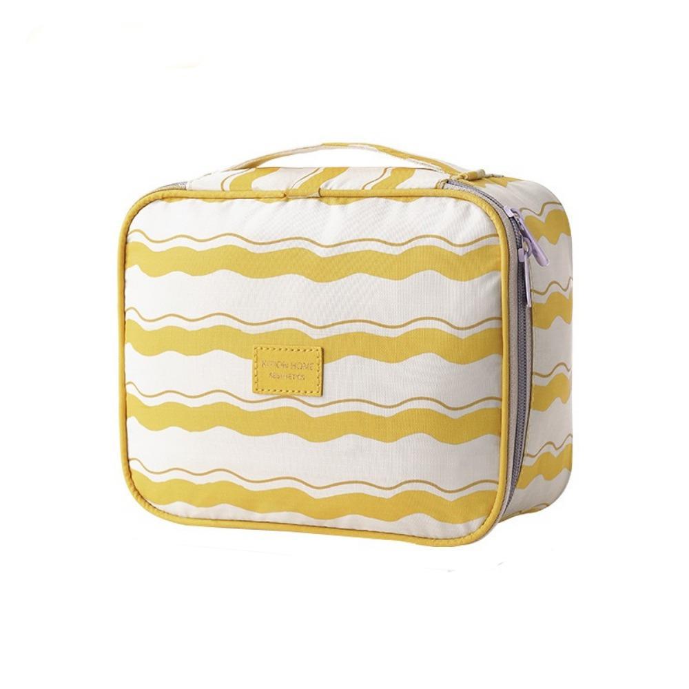 Waterproof Striped Makeup Bag Large Capacity Wash Bag Travel Cosmetic Pouch  Travel S 16 x 9 x 14 cm жёлтый