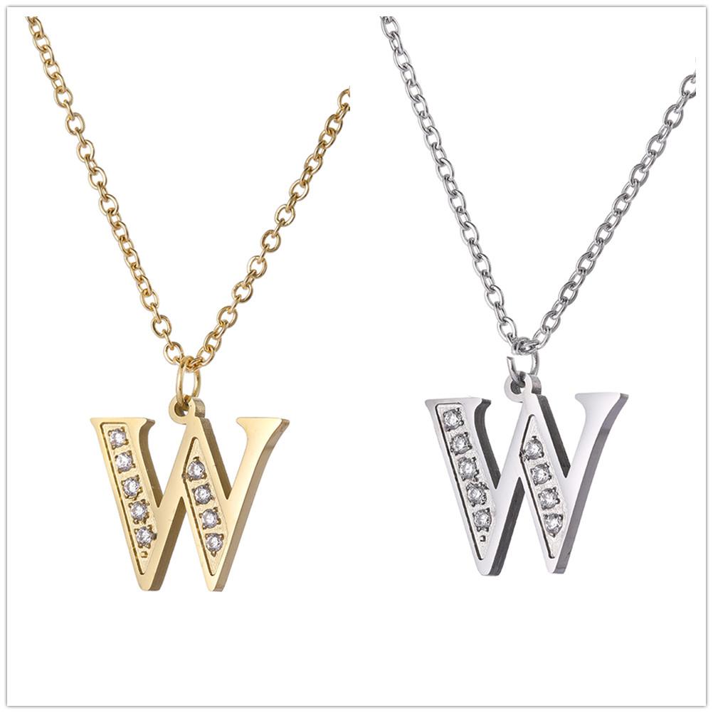 My Shape A-Z Letters Necklaces Girls Initials Alphabet Gold Color Chains Stainless Steel Rhinestone Name Pendant Choker Jewelry