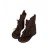 Inner height-increasing cool boots New open-toed niche western boots straps Roman herringbone toe summer sandals women