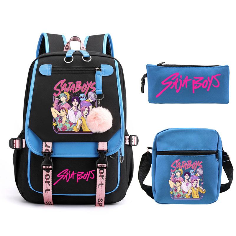Animation Cartoon Peripheral Printing Trend Lightweight Shoulder Backpack, Primary And Secondary School Student Leisure Schoolbag Three-Piece Set
