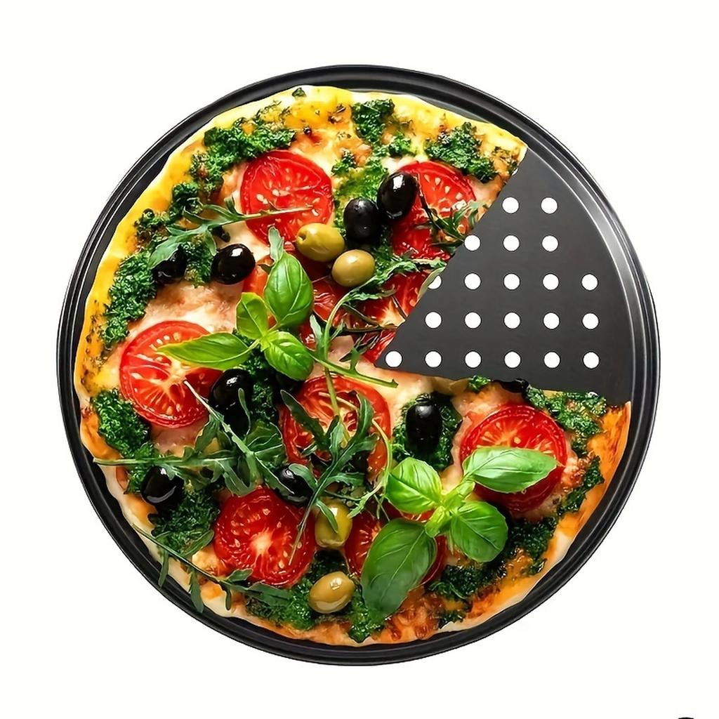 Perforated Pizza Pan Nonstick Round Baking Tray for Oven and Grill with Raised Edges for Even Cooking and Crispy Crusts