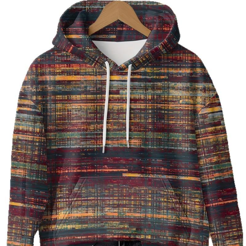 Womens Relaxed Fit Hooded Long Sleeve Sweatshirt With 3D Floral Plaid Print Breathable Comfort Casual Top