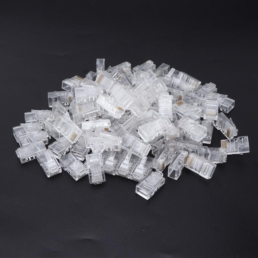 50/30PC RJ45 Ethernet Cables Module Plug Network Connector Crystal Heads Cat5 Gold Plated Network Cable Suitable for Computer TV