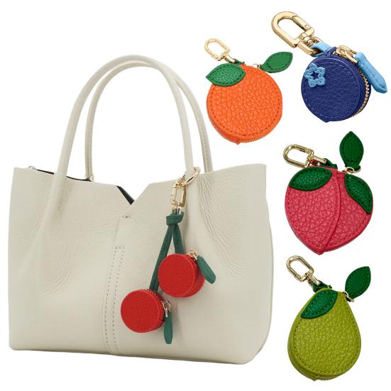 Cute Fruit Coin Purse Zippered Blueberry Wallet Bag Charm Avocado Peach Watermelon Keychain Charm Mini Pouch Gift for Women Girls