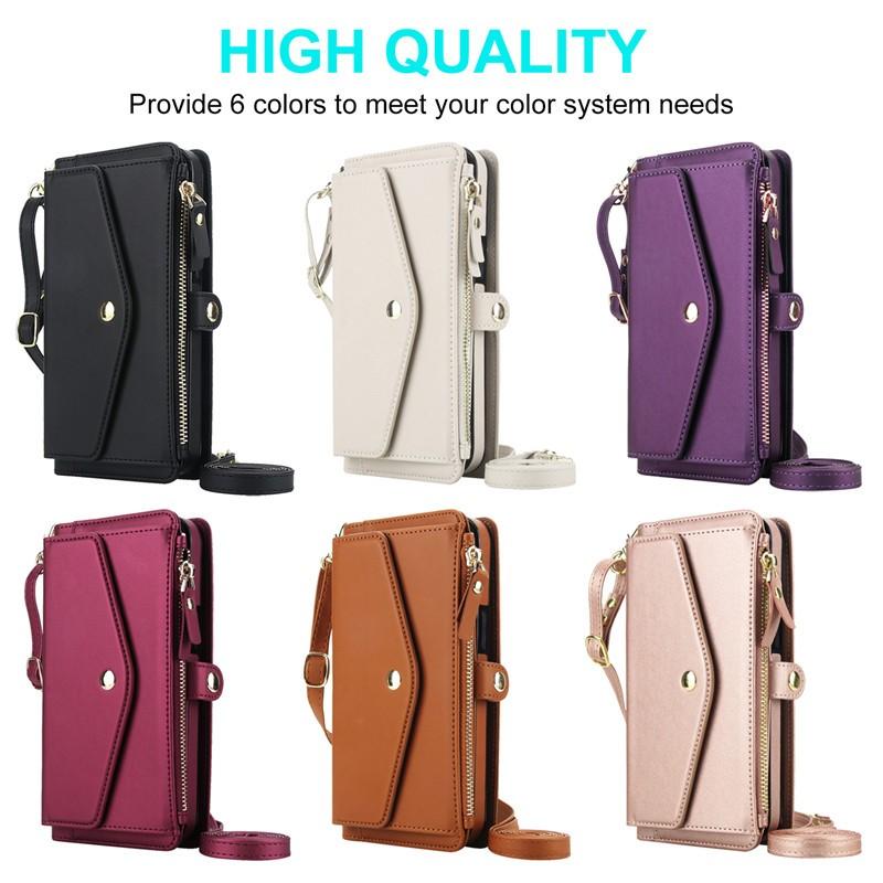 2 in 1 Removable Zipper Wallet Crossbody Case For Samsung Galaxy Z Fold 7 Z Fold 6 5 4 3 Magnetic Charging Luxury Leather Cover