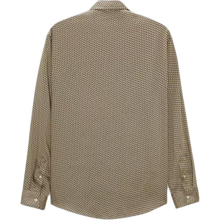 Zara Geometric Pattern Slim Fit Casual Long Sleeve Shirt Men shirts Brown 6368516-707