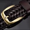 Woven Causal Leather Belt For Jeans Pants Match For Any Outfit Adjustable Woven Elegant And Attractive Premium Leather, Black