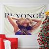 Centered Portrait with Bold Text Reading "BEYONCÉ" In Uppercase Above. Patterned Tapestry for Bedroom and Living Room Home Decor