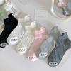 1Pairs Women Short Socks Harajuku Cute Embroidery Bow knot Casual Funny Ankle Socks Spring /Summer Breathable Female Tube Sock #