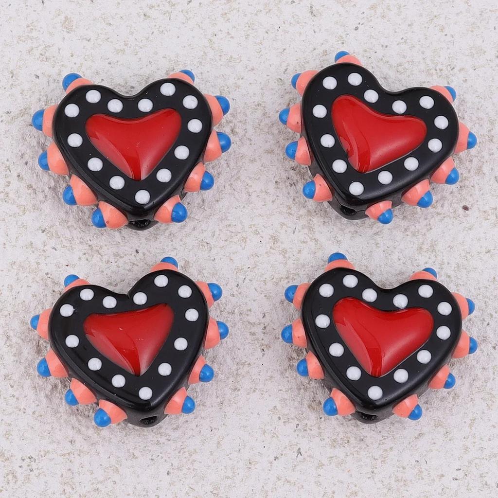 TX63 1Pcs Fun Design Sense Heart Handmade Bumpy Charm Beads Glass Spacer Texture Bead DIY Earring Bracelet Necklace Jewelry