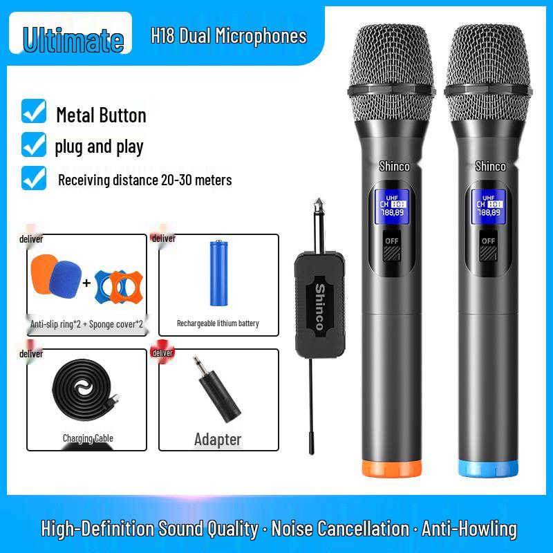 Universal Dual UHF Wireless Handheld Microphone for Professional Home, KTV, and Outdoor Sound Systems