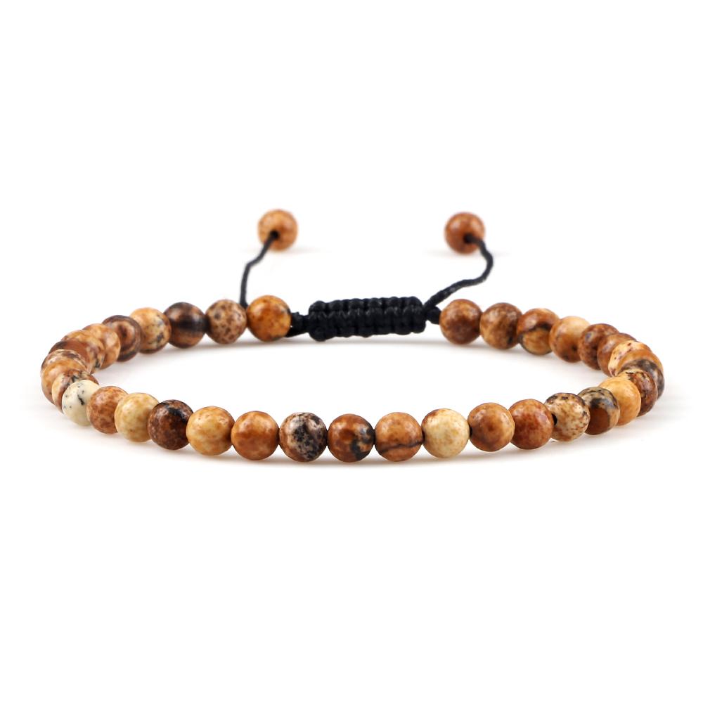 Adjustable Mini Natural Stone Lava Tiger Eye Beaded Bracelets & Bangle for Women Men Chakra Beads Braided Bracelet Charm Jewelry