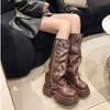 Internet Celebrity Explosion Thick-soled Muffin Pants Boots Martin Boots 2025 Autumn New Trend Knight High Boots Long Boots