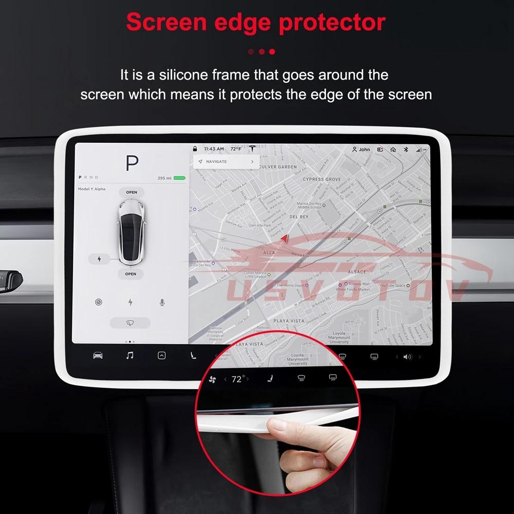 For Tesla Model 3 Y Silicone Protective Frame Edge Cover Central Control Accessories Navigation Screen Protector Interior Trim