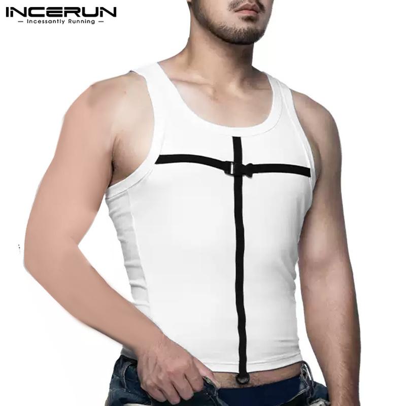INCERUN Summer Men Strap Sleeveless T-shirts Racerback Tank Tops