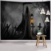 Dark Halloween Horror Tapestry Scared of Zombies Wall Hanging Witch Mysterious Woman  Home Decor Holiday Backdrop