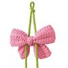 Rearview Mirror Charm Crochet Heart Car Hanging Decor, Knitted Bowknot Love for SUV Pendant Mirror, Cute Accessory Bag Purse, Valentine's Day Gift Her
