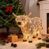 Vaca Highland de Palha Luminosa 3D 11 Polegadas de Altura Vaca de Resina Iluminada Estatueta Decoração de Jardim ao Ar Livre Quintal Gramado Casa de Fazenda Varanda Fazenda