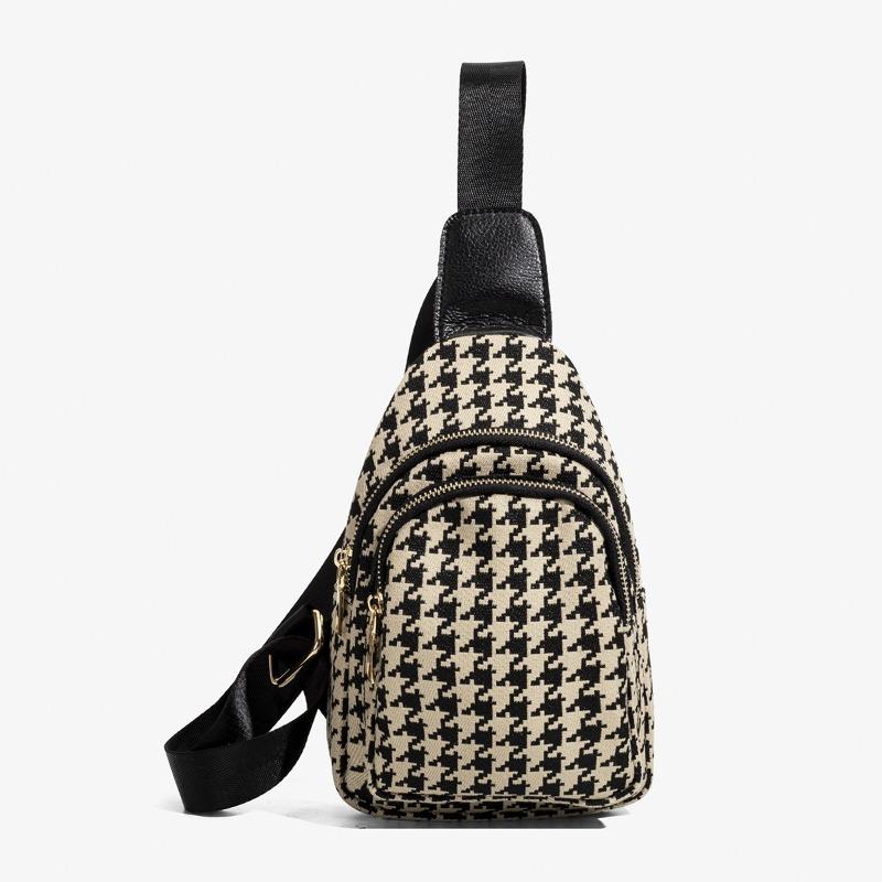 

Сумки Женские Осенние Новые Сумки Тысяча Птиц Клетка Холст Ткань Оксфорд Водонепроницаемая Поясная Сумка Нагрудная Сумка Легкая и Продвинутая чёрный